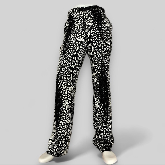 Men’s Angelino BlackWhite Animal Print Casual Pants